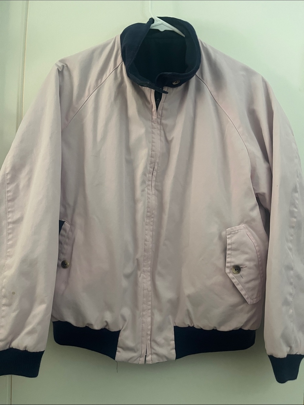 Reversible Light Pink/Navy Bomber Jacket with Navy Trim